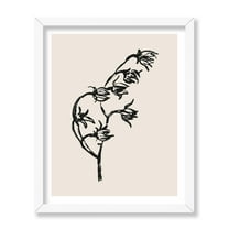 Poster Master Flower Poster - Retro Floral Print - Sketch Art - Modern Art - Line Art - Abstract Art - Chic Boho Art - Minimal Art - Great Bedroom or Living Room Wall Decor, 8x10 White Framed