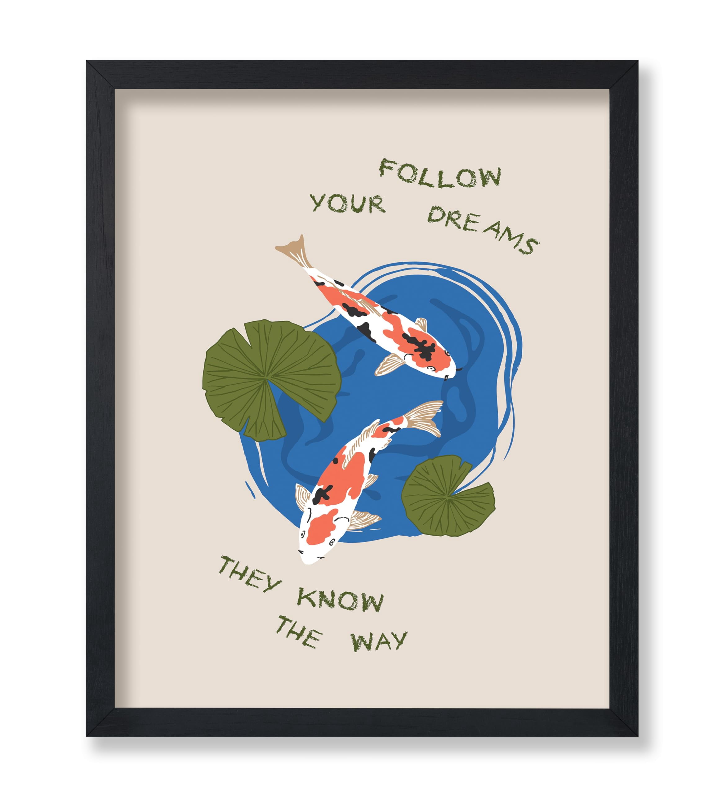 Poster Master Follow Your Dreams Poster - Retro Koi Fish Print ...