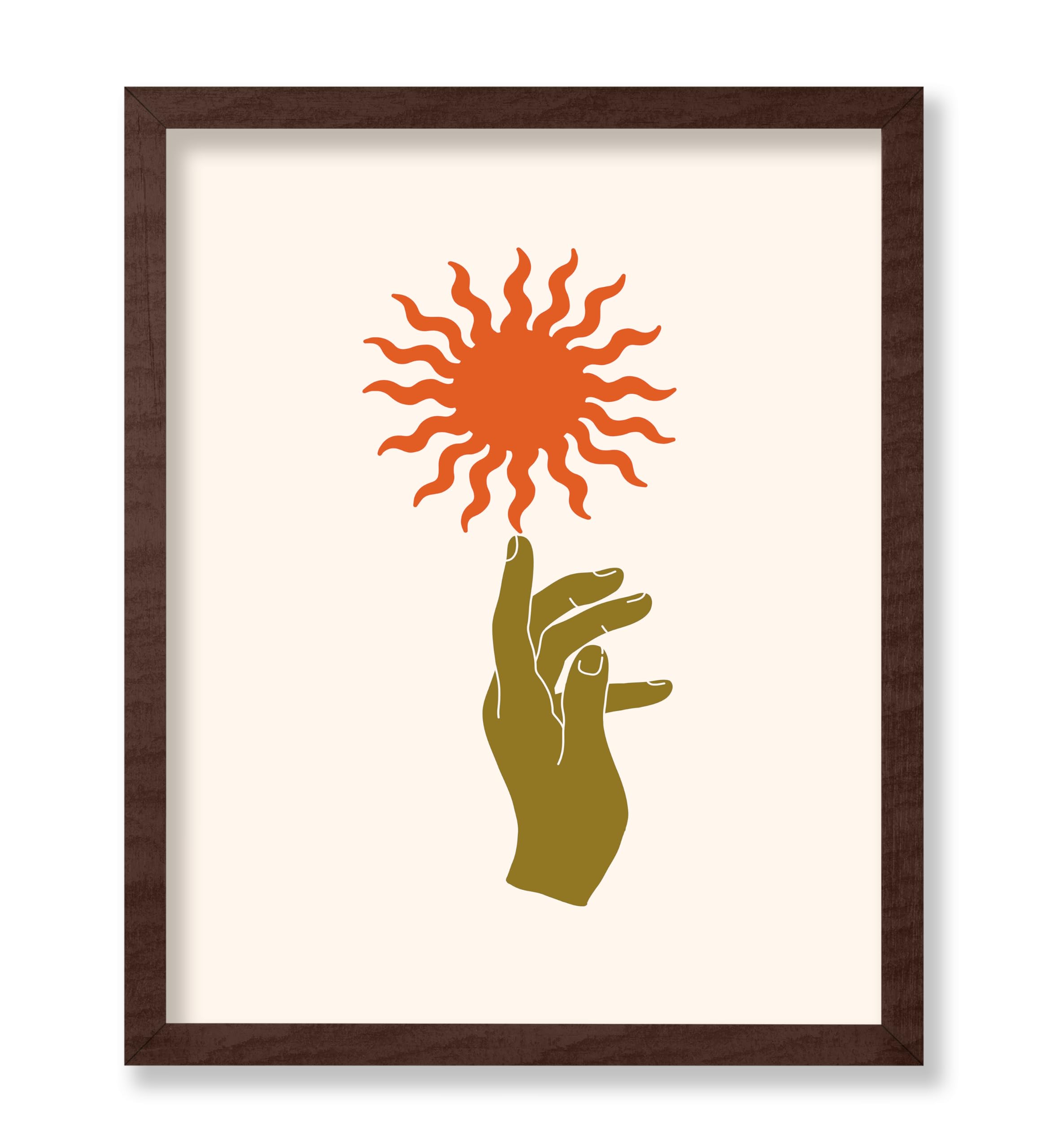 Poster Master Hand Reaching Sun Poster - Retro Boho Print - Abstract ...