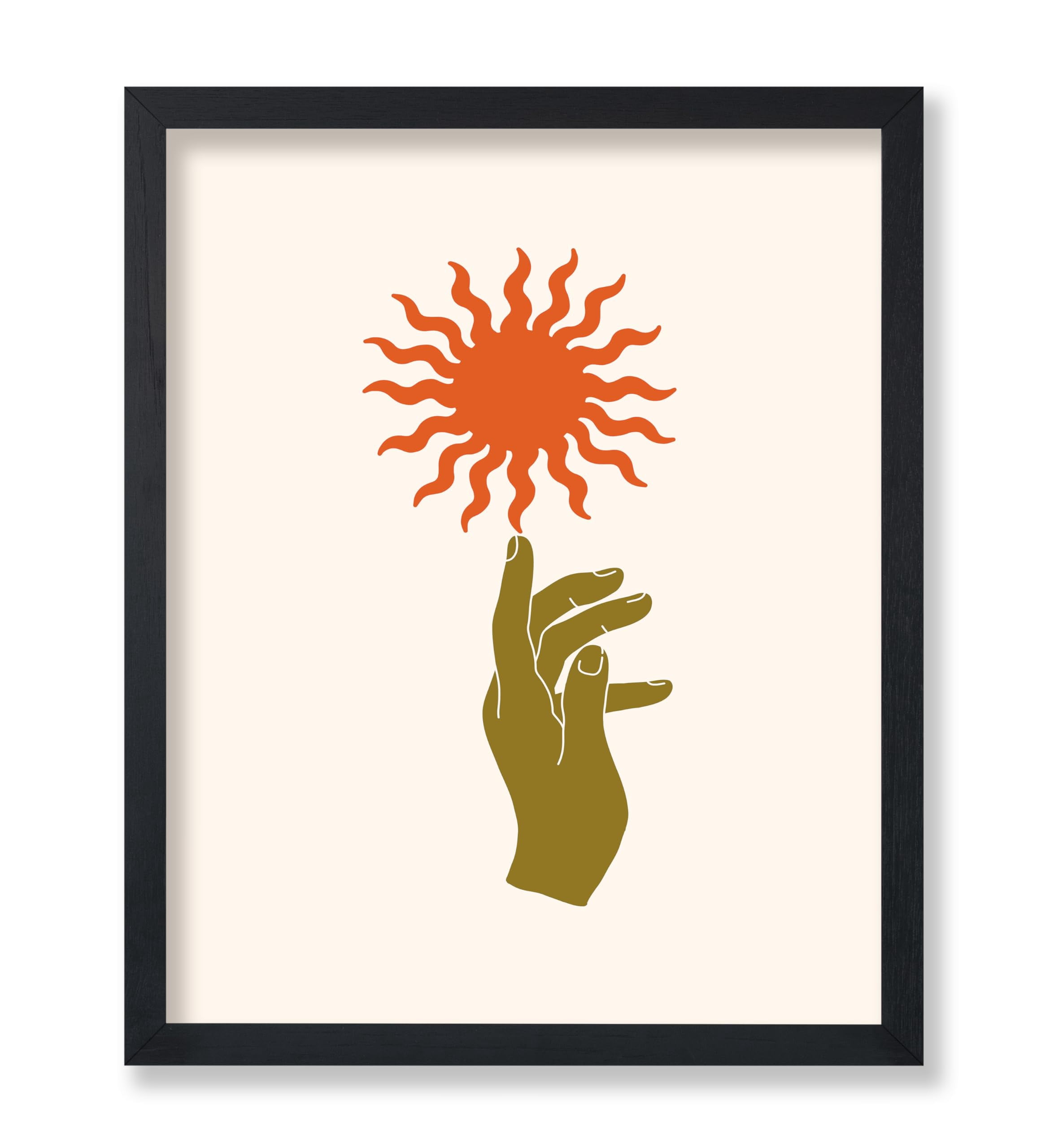 Poster Master Hand Reaching Sun Poster - Retro Boho Print - Abstract ...