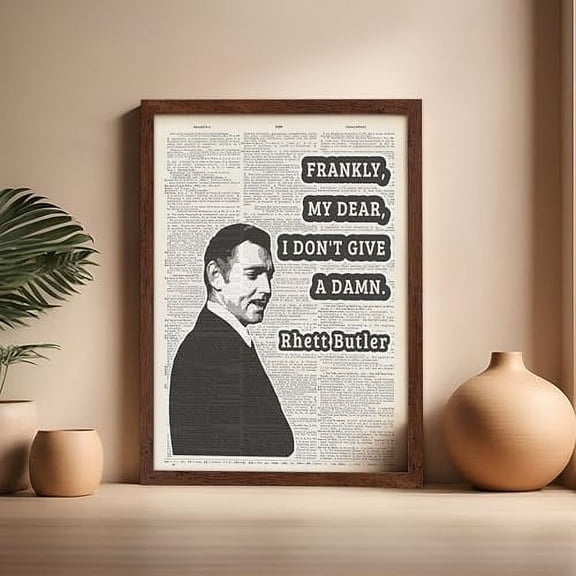 Poster Master I Don't Give A Damn Poster - Rhett Butler Print - Motivational Quotes Art - Movie Quotes Art - Gift for Men & Women - Inspiring Decor for Living Room or Office, 16x20 Framed