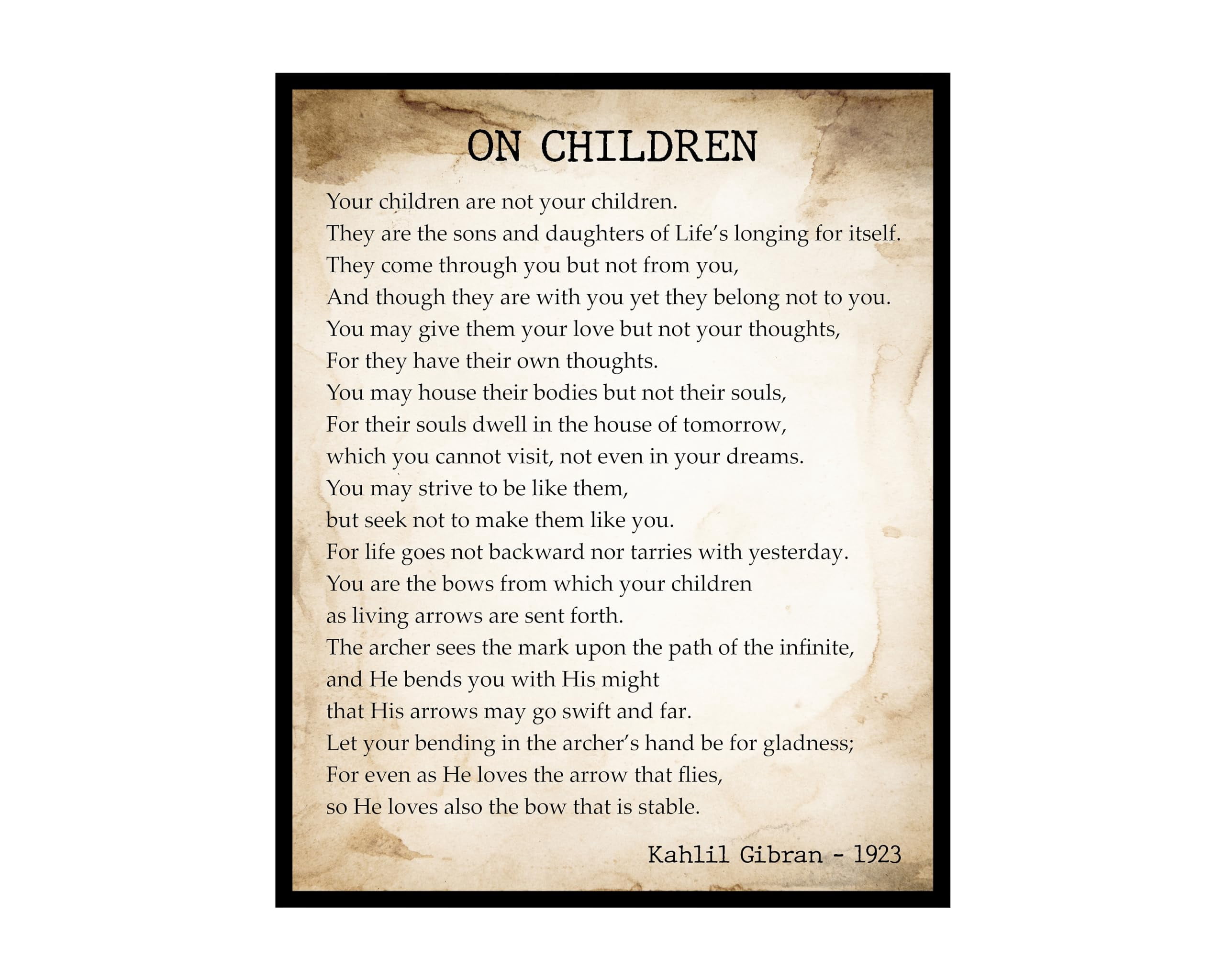 Poster Master Kahlil Gibran Poster - On Children Print - Motivational ...
