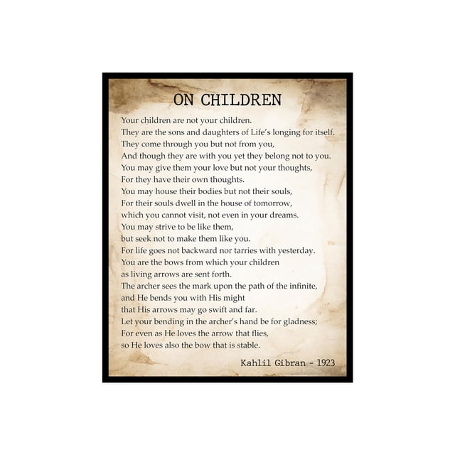 Poster Master Kahlil Gibran Poster - On Children Print - Motivational ...