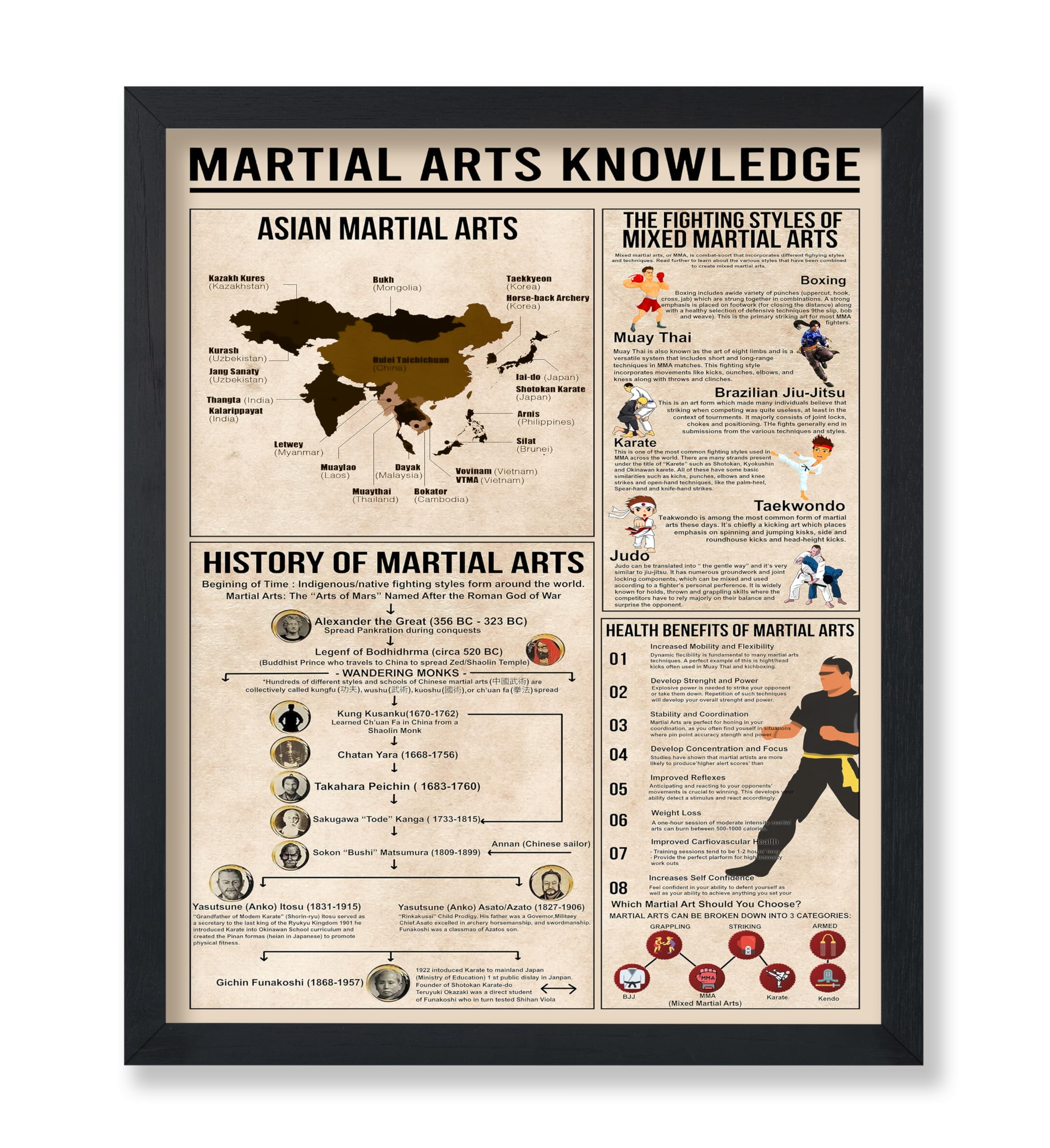 Poster Master Martial Arts Knowledge Poster - Fighting Styles of Mixed ...