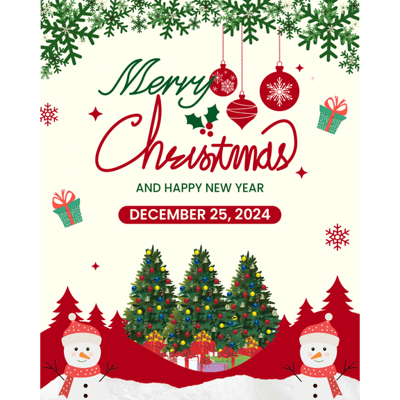 Poster Master Merry Christmas Poster - Christmas Tree Print - Christmas Art - Holiday Art - Winter Art - Gift for Men & Women - Great Decor for Dorm, Bedroom or Living Room - 16x20 UNFRAMED Wall Art