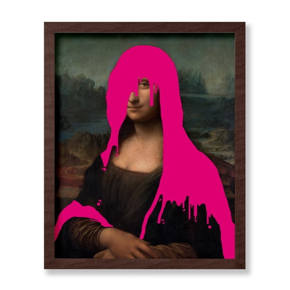 Poster Master Mona Lisa Poster - Renaissance Print - Altered Art - Trendy Art - Banksy Style Art - Urban Art - Gift for Men & Women - Decor for Living Room, Bedroom or Office, 16x20 Brown Framed