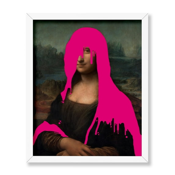 Poster Master Mona Lisa Poster - Renaissance Print - Altered Art - Trendy Art - Banksy Style Art - Urban Art - Gift for Men & Women - Decor for Living Room, Bedroom or Office, 16x20 White Framed