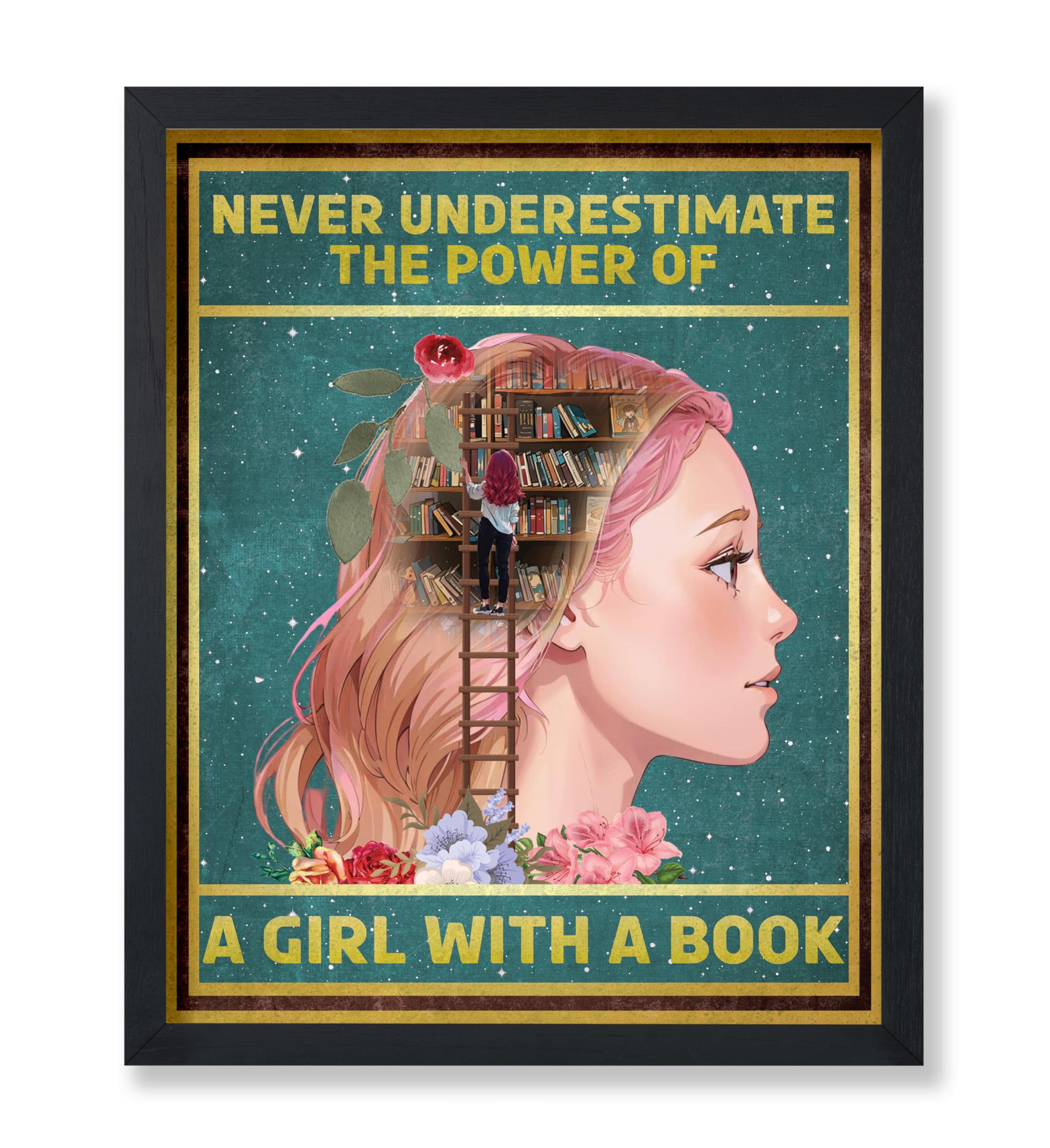 Never Underestimate A Girl Who Loves Reading Books Canvas Wall Art African Book Lovers DT04