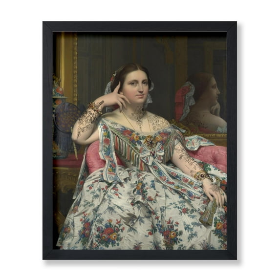 Poster Master Portrait of Madame Moitessier Poster - Tattoo Print - Altered Art - Trendy Art - Gift for Men & Women - Aesthetic Wall Decor for Dorm, Living Room or Bedroom, 8x10 Black Framed