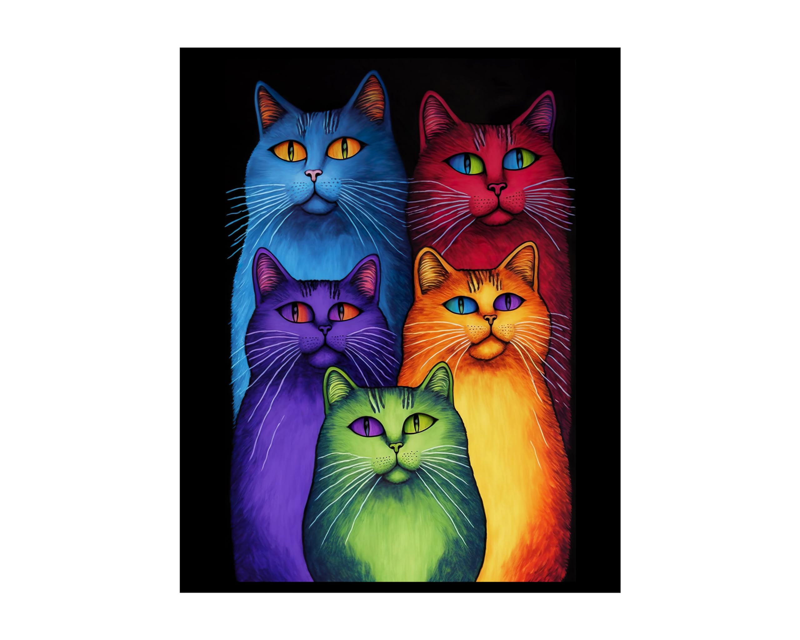 Poster Master Rainbow Cats Poster - Colorful Cats Print - Cat Art ...