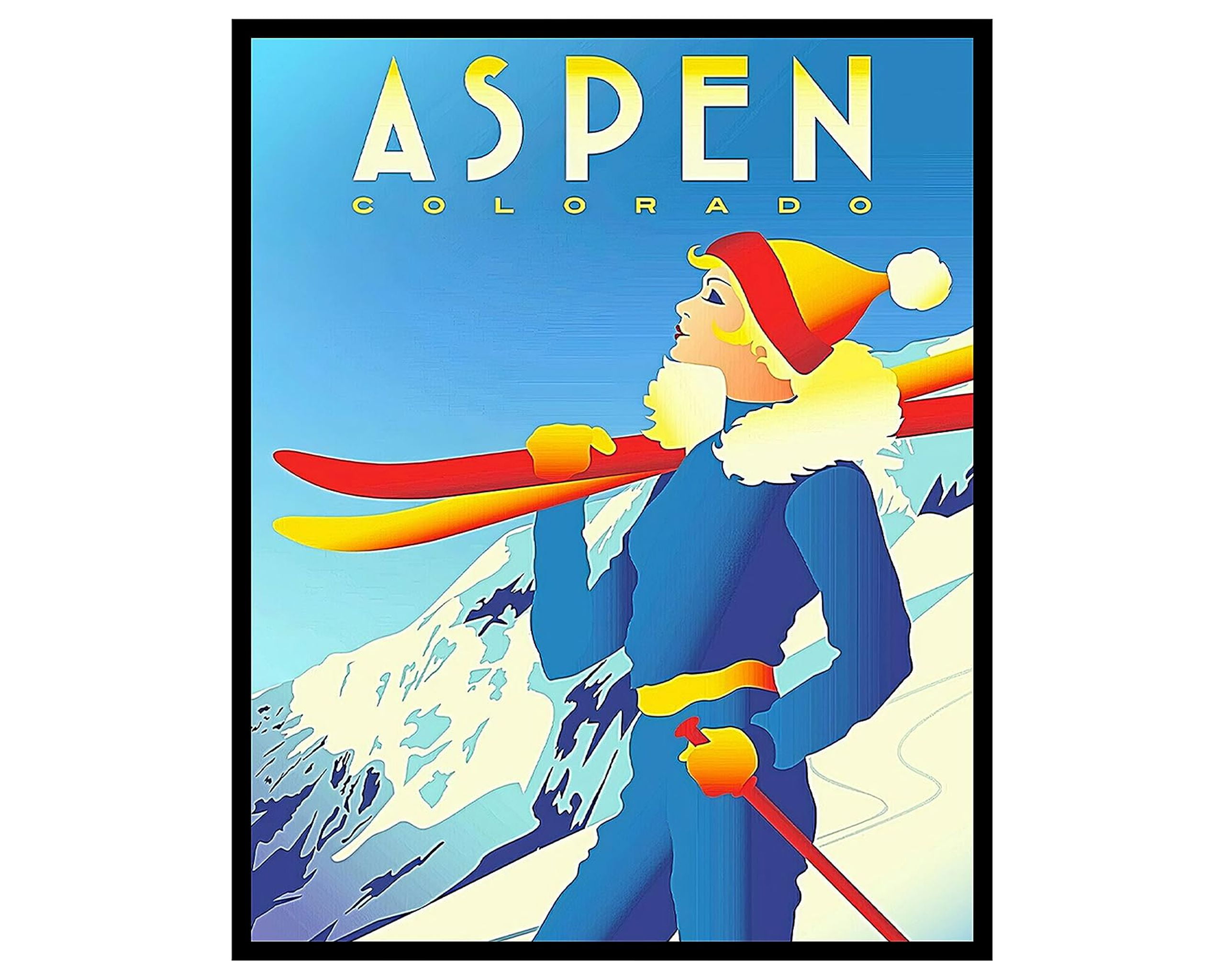 Poster Master Travel Poster Vintage Aspen Colorado Ski Poster 8x10 Unframed Wall Art