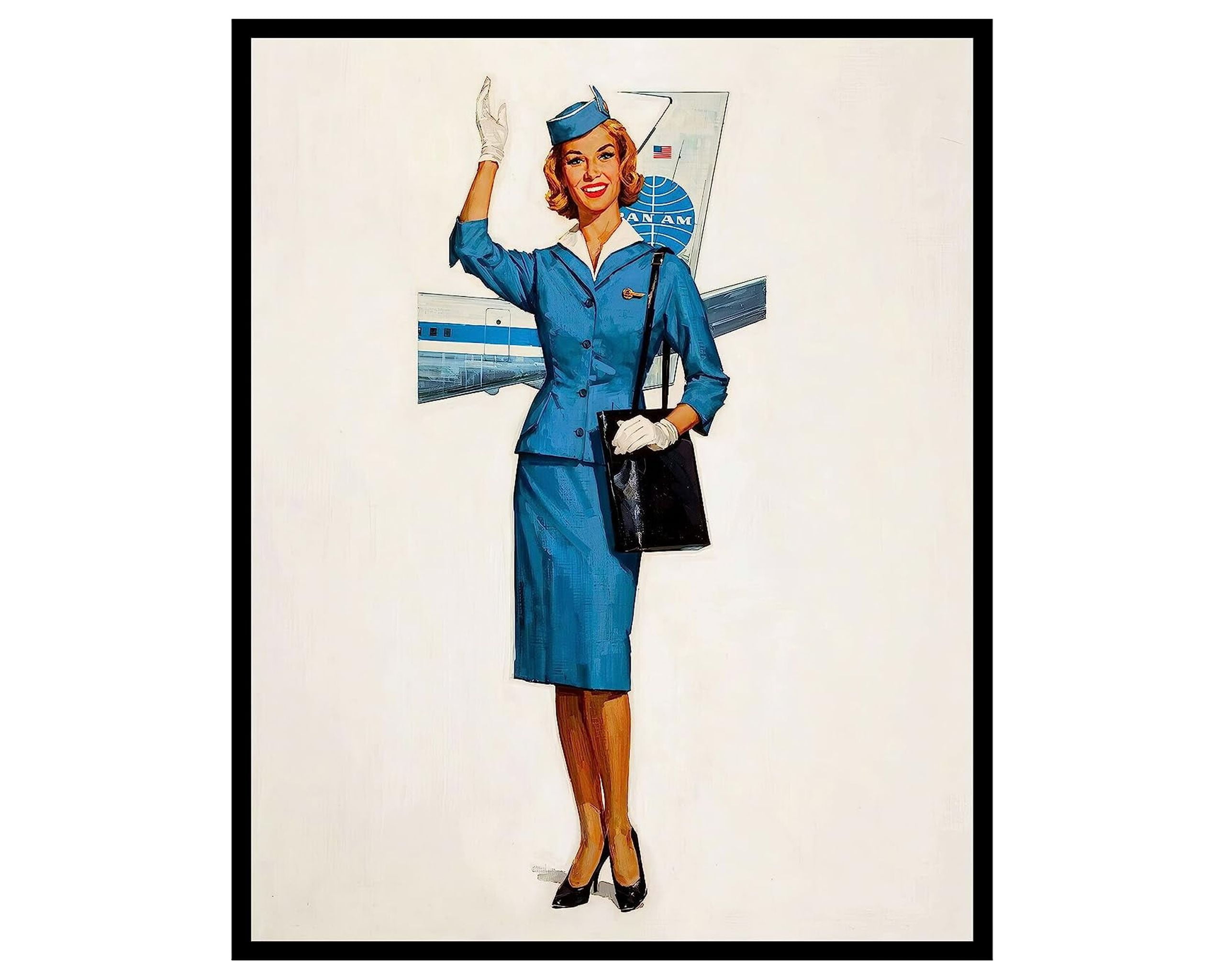 Poster Master Travel Poster Vintage Pan America Flight Attendant Wall