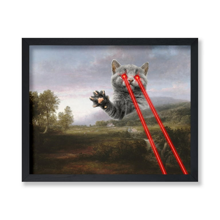 額縁 vintage cat poster Flame Poster Master Vintage Cat with Laser Eyes Poster - Retro Cat