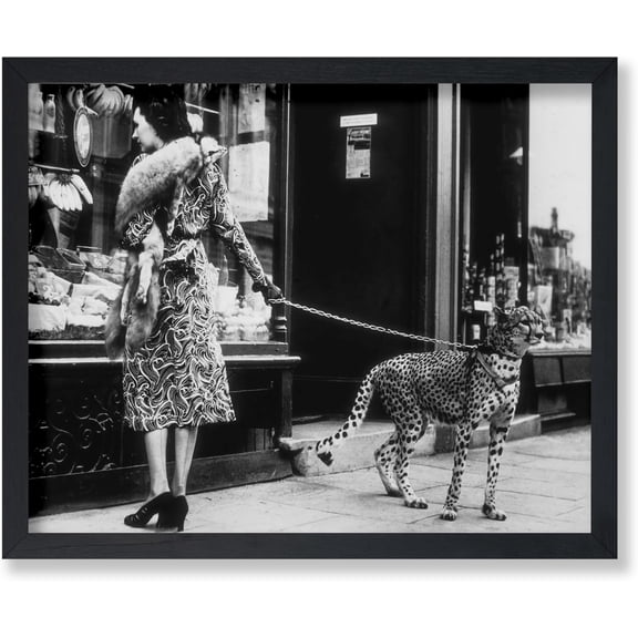 Poster Master Vintage Cheetah Who Shops Poster - Retro Window Shopping Print - Fashion Art - Gift for Men, Women & Fashionista - Chic Decor for Living Room, Bedroom or Office - 8x10 UNFRAMED Wall Art