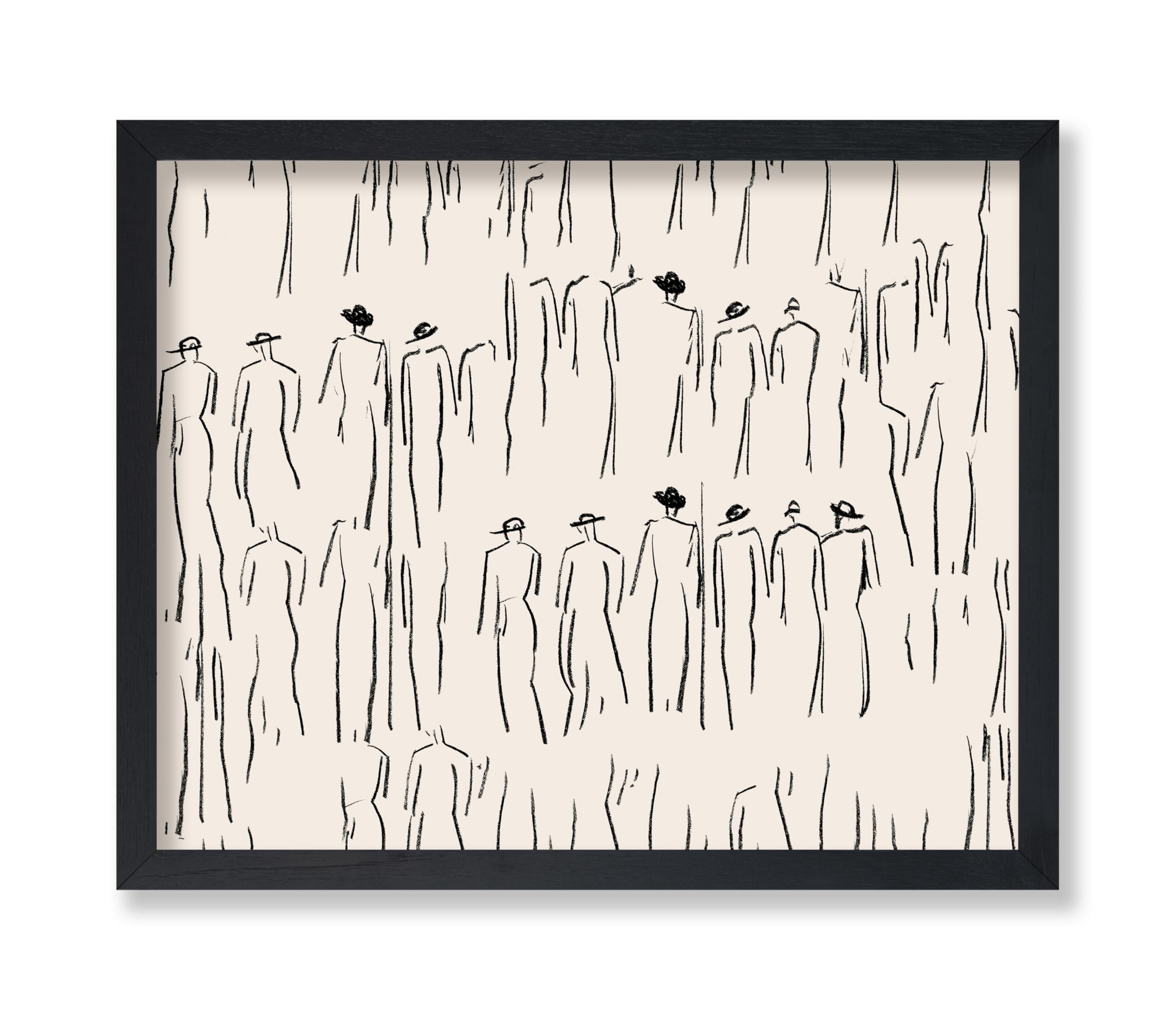 Abstract Black and White Line Drawing Canvas Art 16x20
