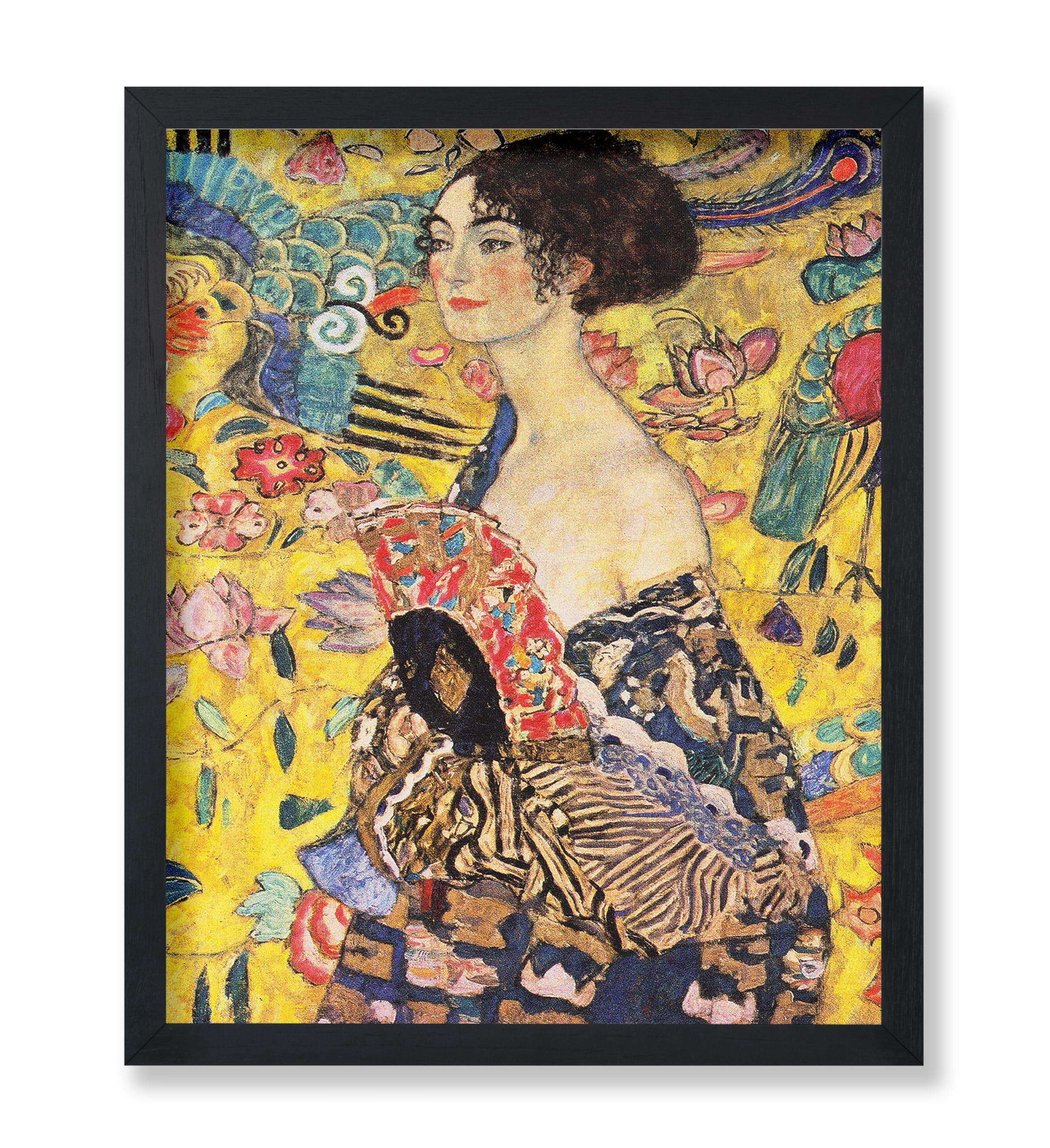Poster Master Vintage Gustav Klimt Poster - Retro Lady with Fan Print ...