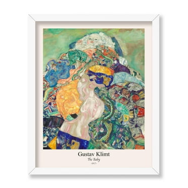 Poster Master Vintage Gustav Klimt Poster - Retro The Baby Print - Art Nouveau - Abstract Art - Symbolism Art - Classic Painting - Aesthetic Art - Living Room or Office Decor - 11x14 White Framed