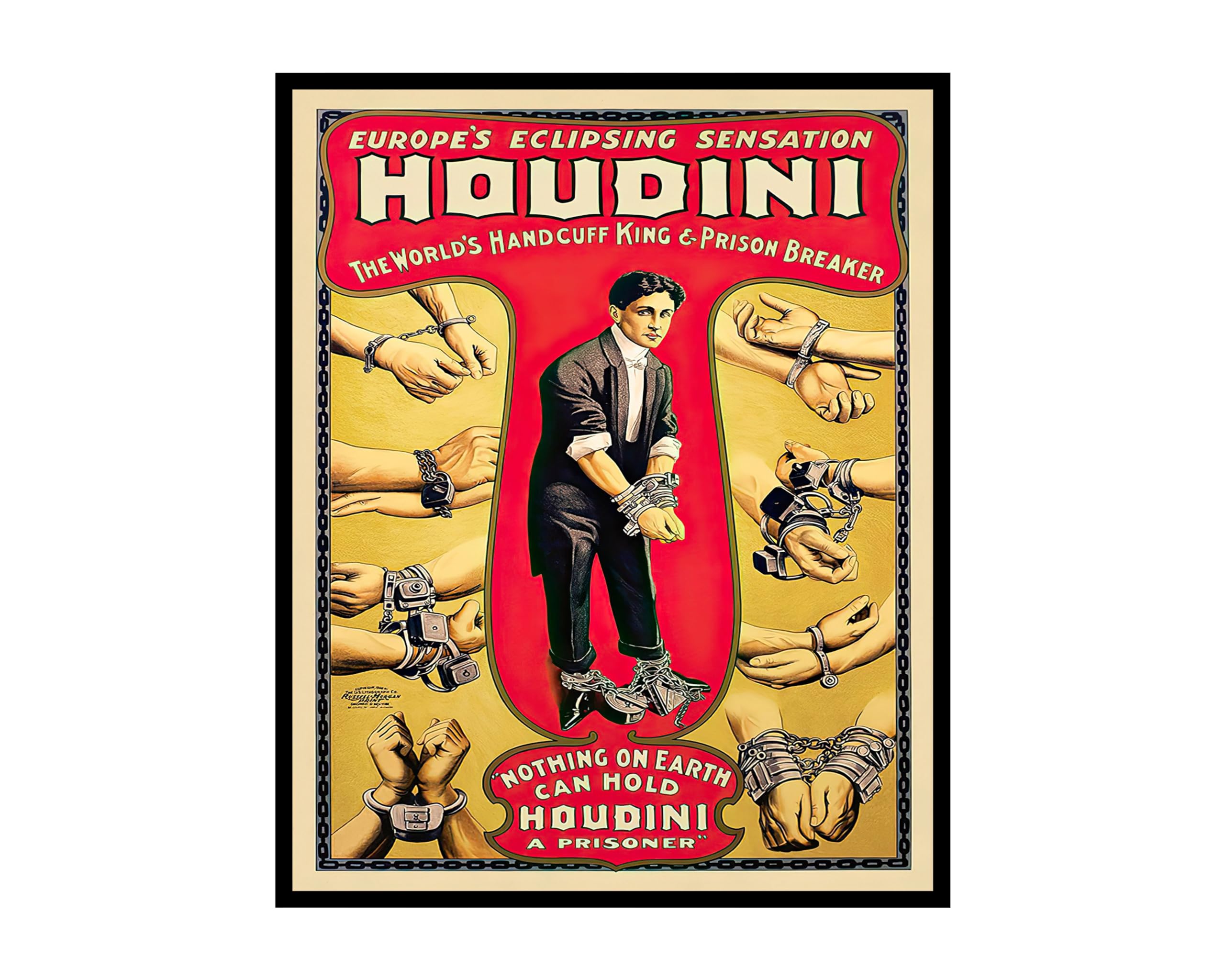 Poster Master Vintage Houdini Handcuff King Poster - Retro Houdini ...