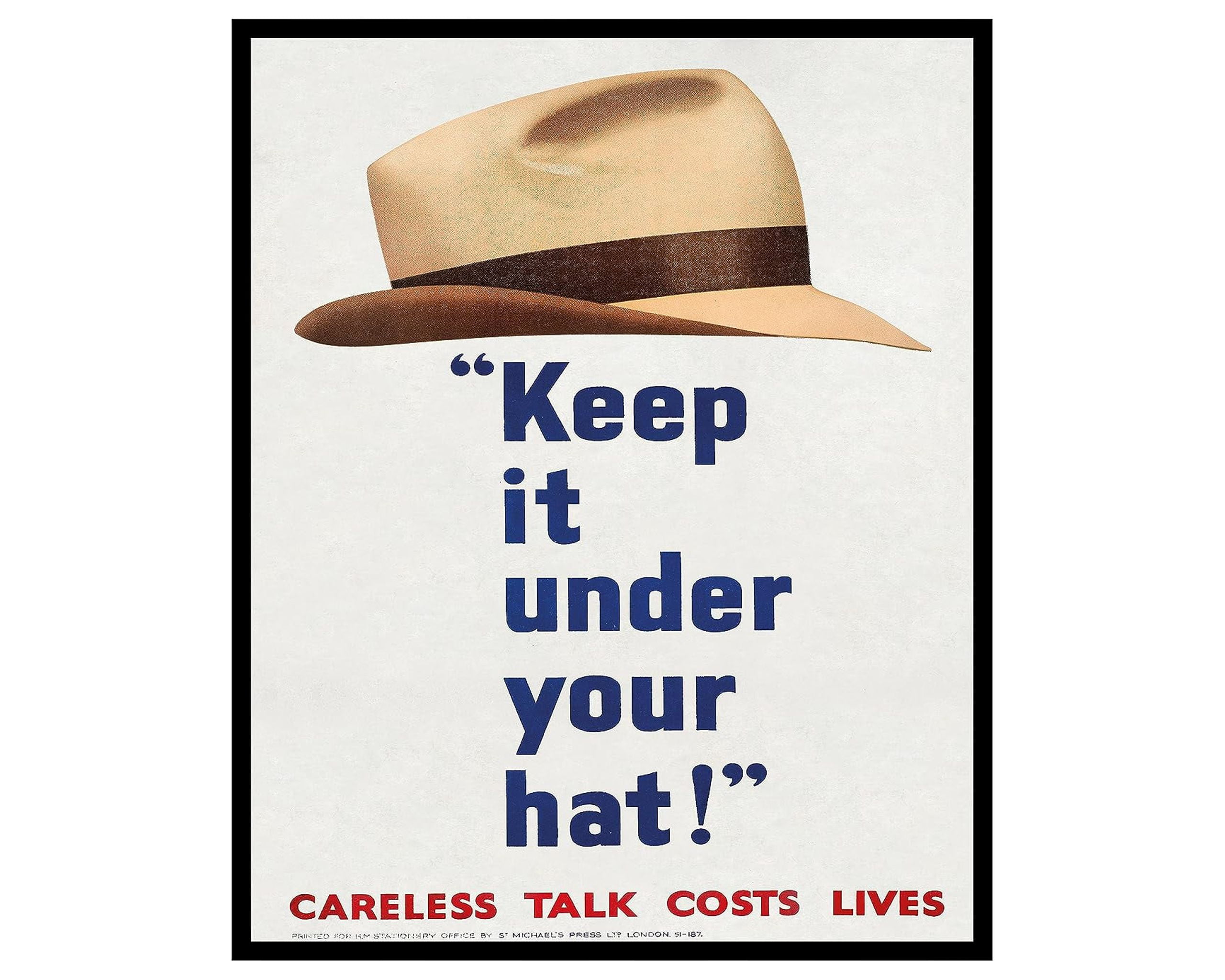 Poster Master Vintage Illustration Poster Retro Quotes Print Keep It Under Your Hat