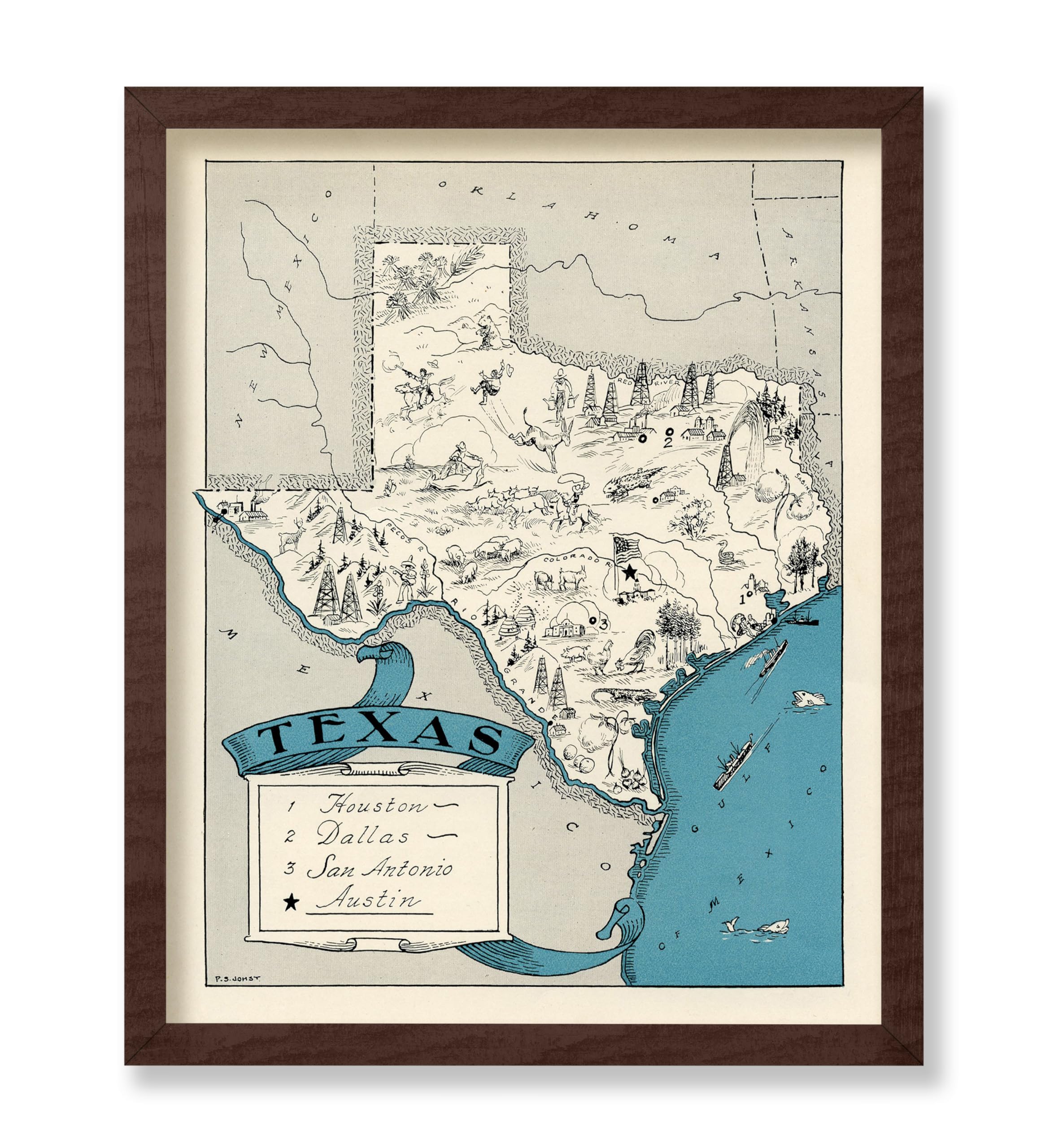 Poster Master Vintage Poster Retro Texas Print Texas State Art