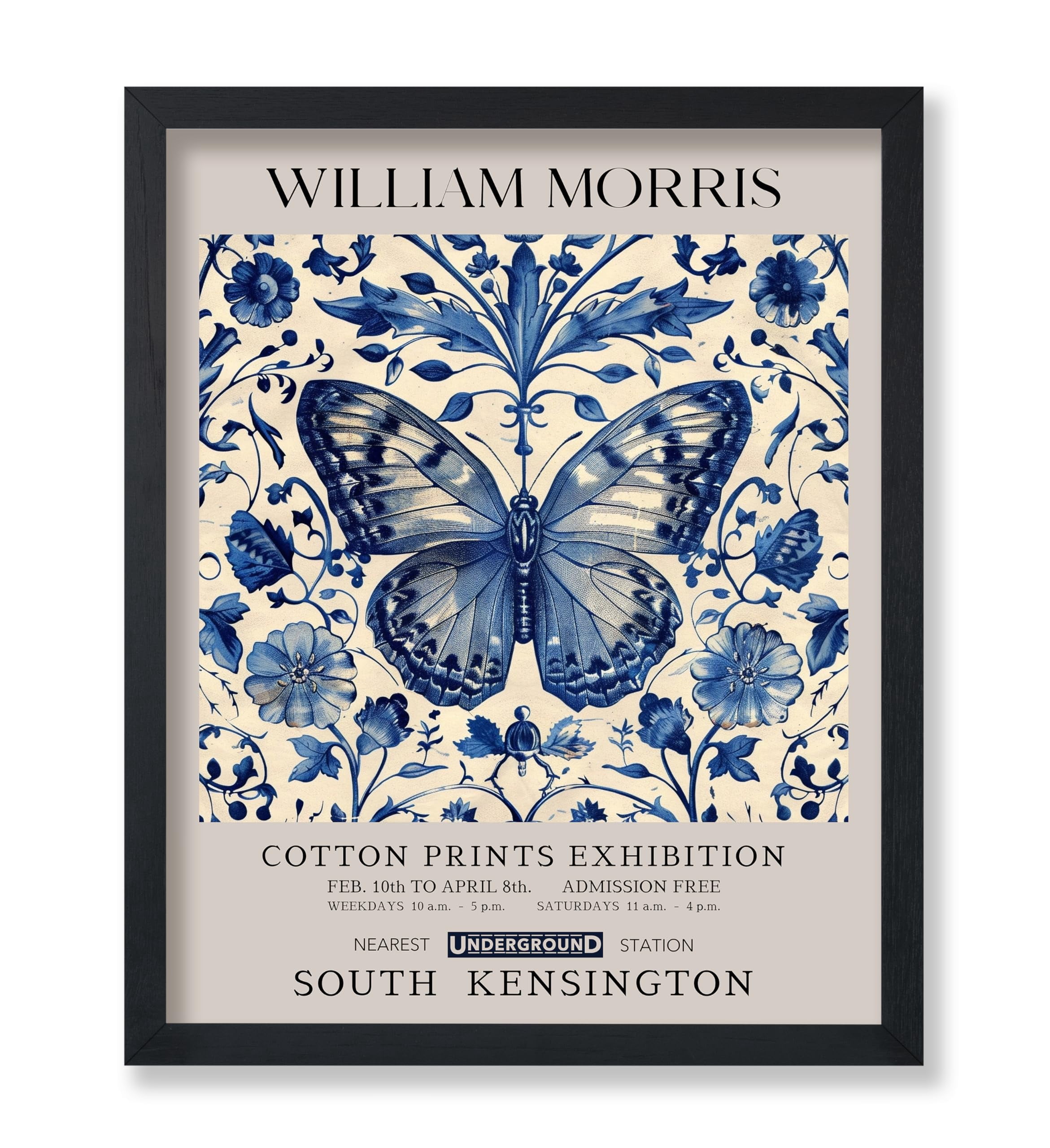 Poster Master William Morris Poster - Blue Butterfly Print - Flower Art ...