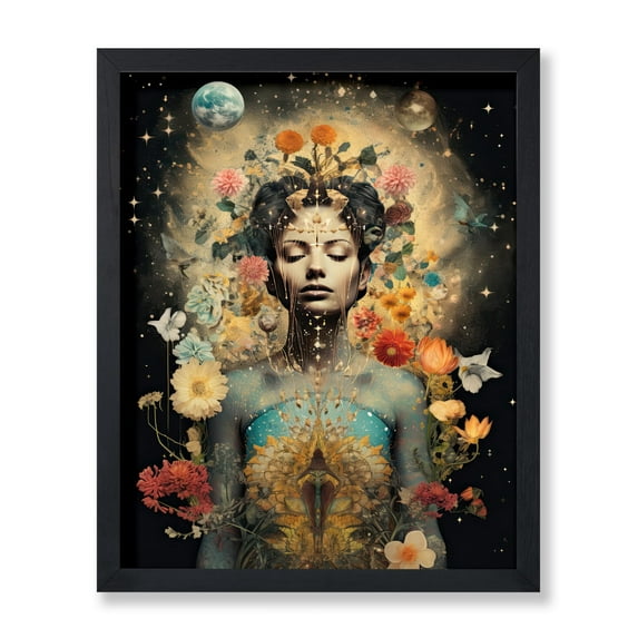 Poster Master Woman Portrait Poster - Surreal Print - Meditation Art - Space Art - Botanical Art - Trippy Art - Gift for Men & Women - Aesthetic Decor for Dorm or Living Room - 16x20 UNFRAMED