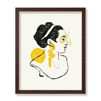 Poster Master Woman Poster - Retro Abstract Print - Drawing Art - Trendy Art - Modern Art - Black & Yellow Art - Minimal Art - Chic Boho Art - Living Room or Office Decor, 8x10 Brown Framed