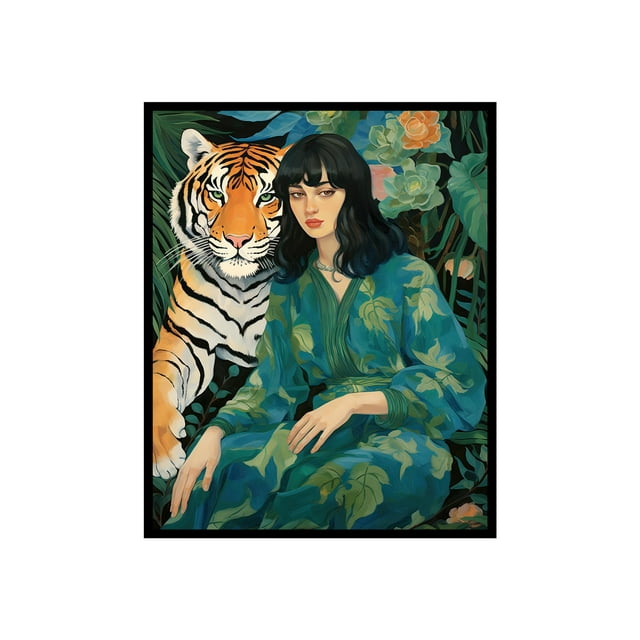 Poster Master Woman with Tiger Poster Wildlife Print Jungle Art