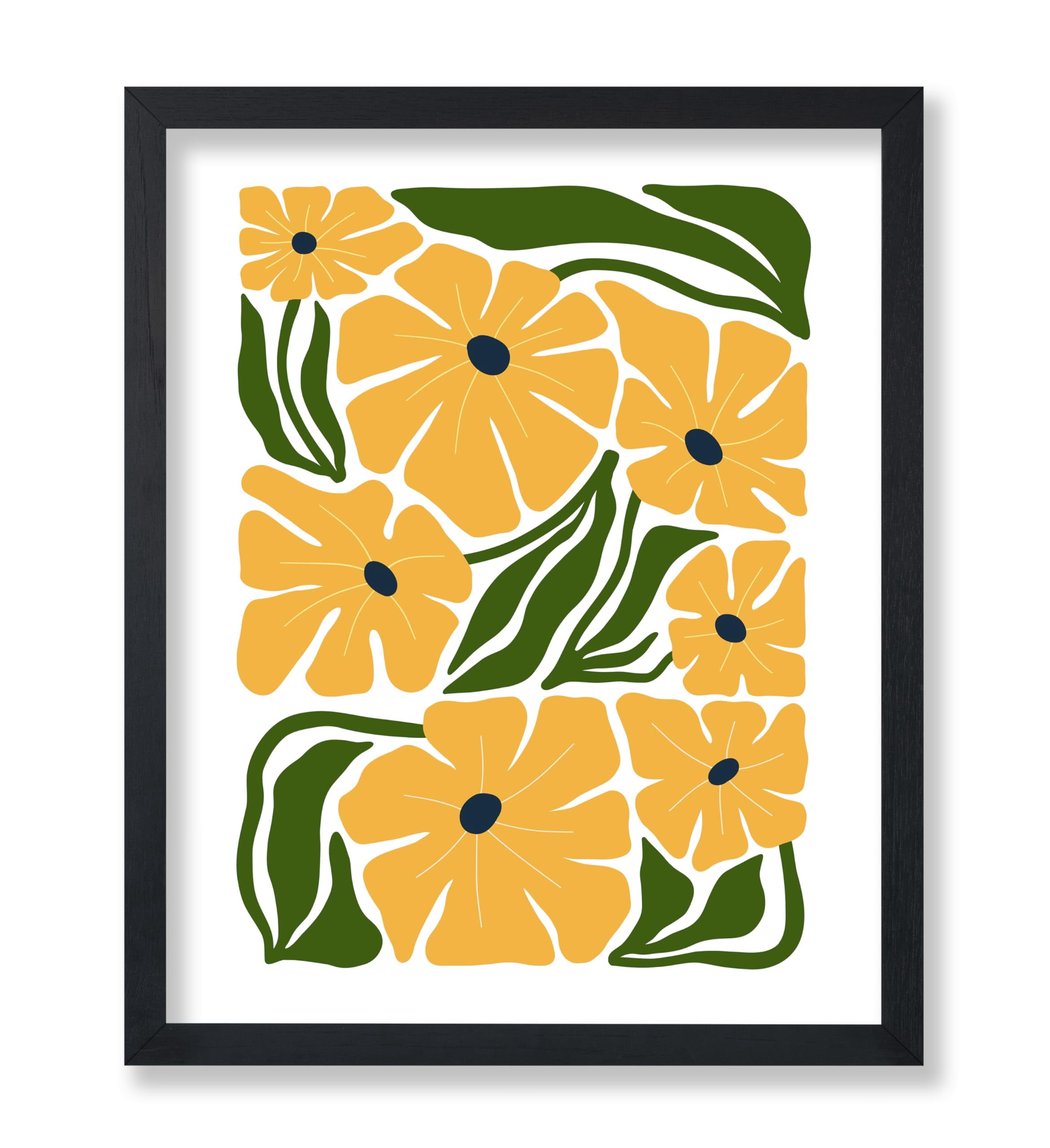 Poster Master Yellow Floral Poster - Retro Flower Print - Abstract Art ...