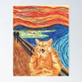 thumbnail image 1 of Poster The Meow Fat Cat Funny Kitty Art Meme Edvard Munch The Scream Painting - No Framed, Vintage Wall Art, Trendy Retro Print, Positive Quote Poster, Room Decor, Wall Art, 24x36, 1 of 2