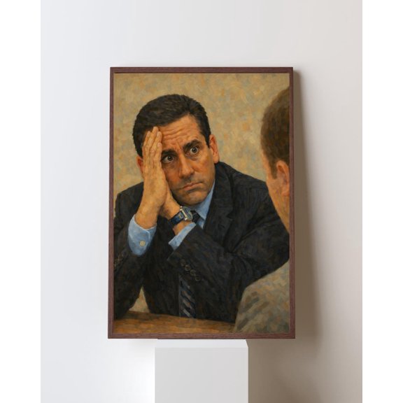 Poster Michael Scott Oil Painting, The Office Meme Art, Funny Boss Gift, Impressionist Steve Carell Print, Relatable Workplace Humor Decor 8X12, UNFRAMED
