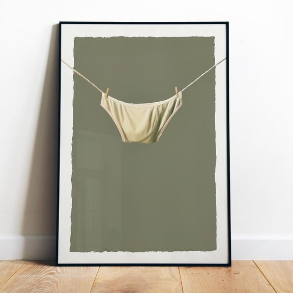 Poster Minimalistic Laundry Wall Art Funny Wash Room Art Funny Laundry Art Printable Utility Room Decor Digital Panties On A Clothesline Drying - No Framed, Vintage Wall Art, Hot Trend!, 8x12