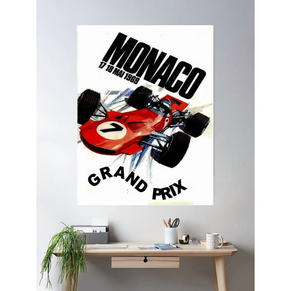 Poster Monaco : Vintage 1969 Grand Prix Auto Racing Print