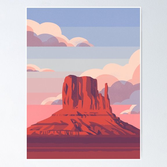 Poster Monument Valley Sunset - No Framed, Vintage Wall Art, Trendy Retro Print, Positive Quote Poster, Room Decor, Wall Art, 12x18
