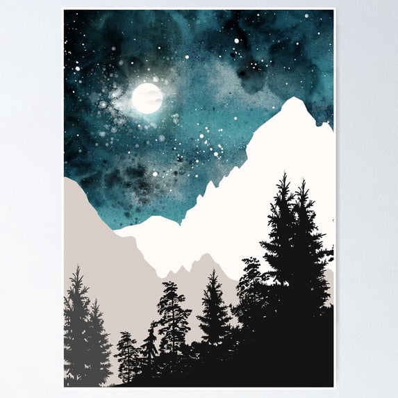 Poster Moon Glow - No Framed, Vintage Wall Art, Trendy Retro Print, Positive Quote Poster, Room Decor, Wall Art, 12x18