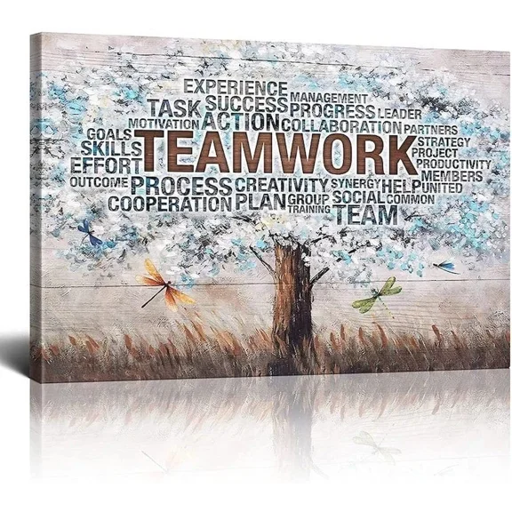 Poster Motivational Teamwork Tree Inspirational For Office Modern Office - UNFRAMED Poster Prints, Wall Art For Home Decor Or Office - Great Gift Idea For Friends & Family, UNFRAMED-8x12