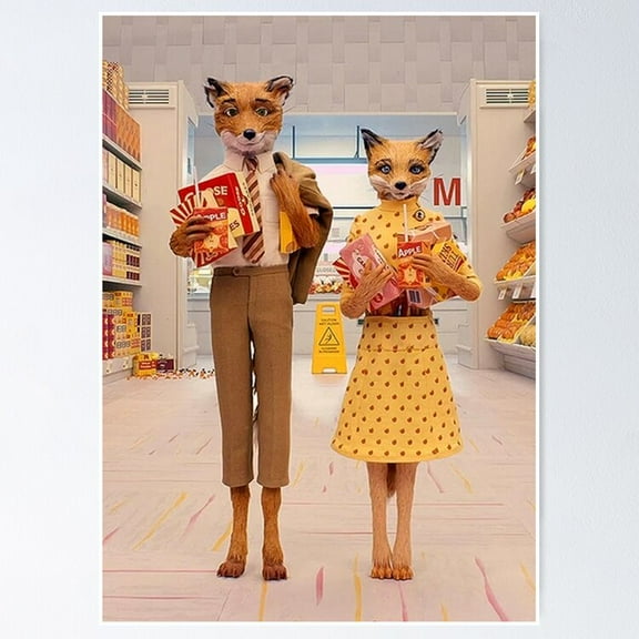 Poster Mr.Fox Couple - No Framed, Vintage Wall Art, Trendy Retro Print, Positive Quote Poster, Room Decor, Wall Art, 8x12