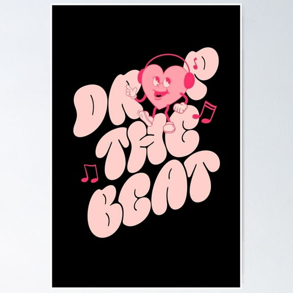Poster Music Lover - Drop The Beat - Dj - Retro - Edm - No Framed, Vintage Wall Art, Trendy Retro Print, Positive Quote Poster, Room Decor, Wall Art, 8x12