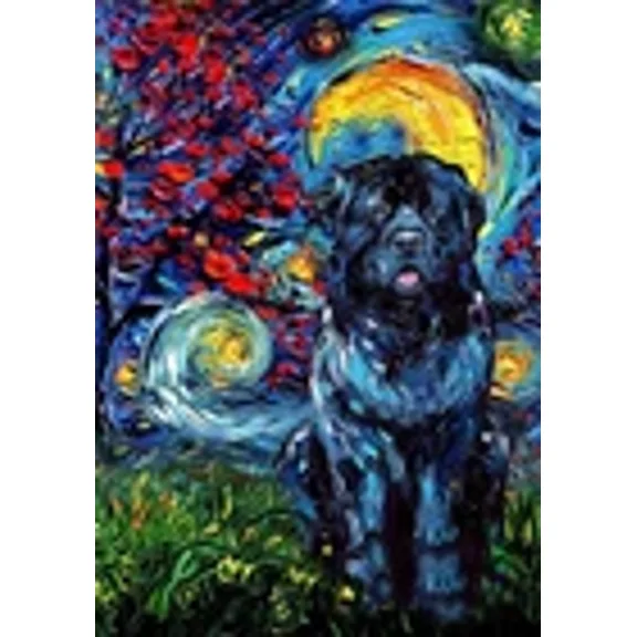 Poster Newfoundland Dog Starry Night Style Halloween Wall Art, Unframed Prints For Home Or Office, Perfect Gift For Everyone, 12x18