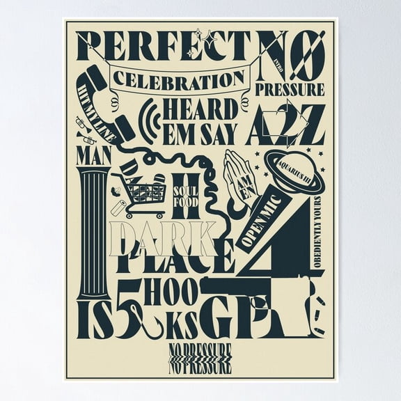 Poster No Pressure (Tracklist), Logic Vintage Wall Arttrendy Retro Print Positive Quote Poster Room Decor Wall Art, Poster Only