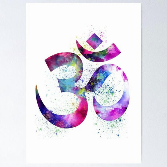 Poster Om Symbol, Watercolor Aum - No Framed, Vintage Wall Art, Trendy Retro Print, Positive Quote Poster, Room Decor, Wall Art, 8x12