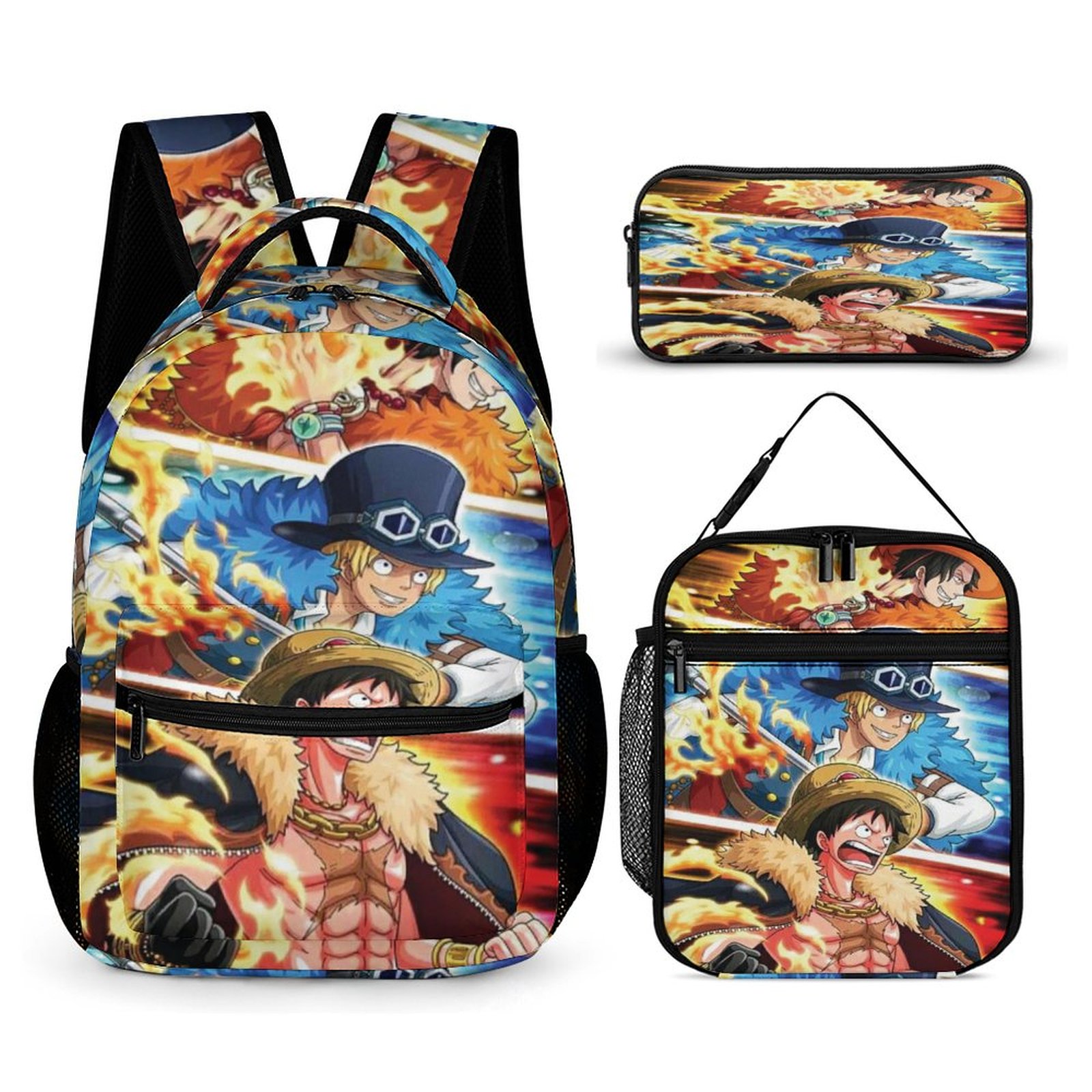 Doginthehole Kids Backpack Set - School Bag, Lunch Bag & Pencil Case, Horse Sunset Design