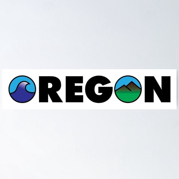 Poster Oregon Outdoor Logo Design (Black Logo) - No Framed, Vintage Wall Art, Trendy Retro Print, Positive Quote Poster, Room Decor, Wall Art, 12x18