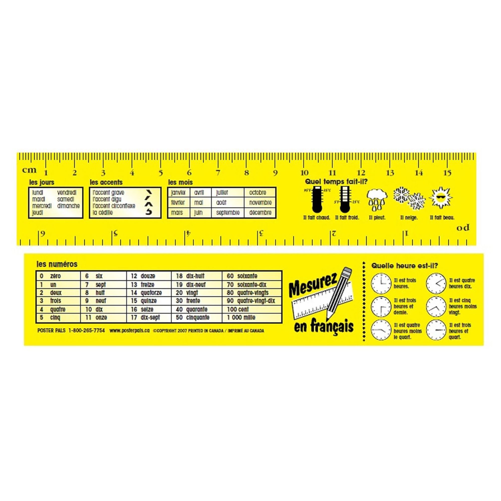 French Language Ruler Paper Poster Pals French Vocabulary Learning Bookmarks , language educational ...