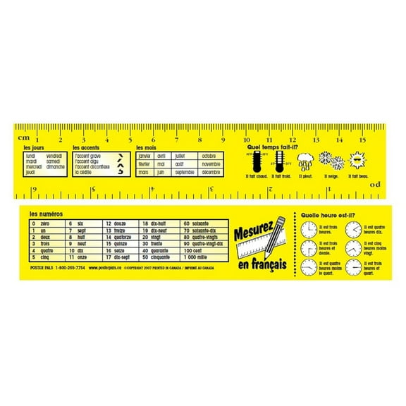 Poster Pals French Vocabulary Learning Bookmarks , language educational reference ruler, excellent Teacher Classroom Reading Reward and Gift for Young Readers, 64 pack