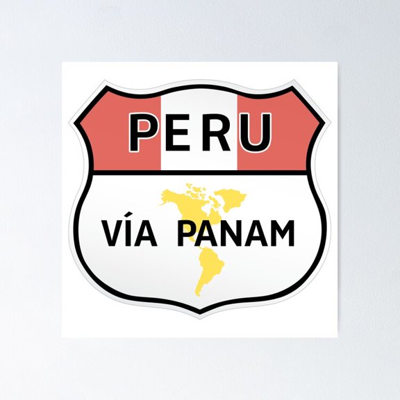 Poster Pan American Highway Sign - Peru - No Framed, Vintage Wall Art, Trendy Retro Print, Positive Quote Poster, Room Decor, Wall Art, 24x36