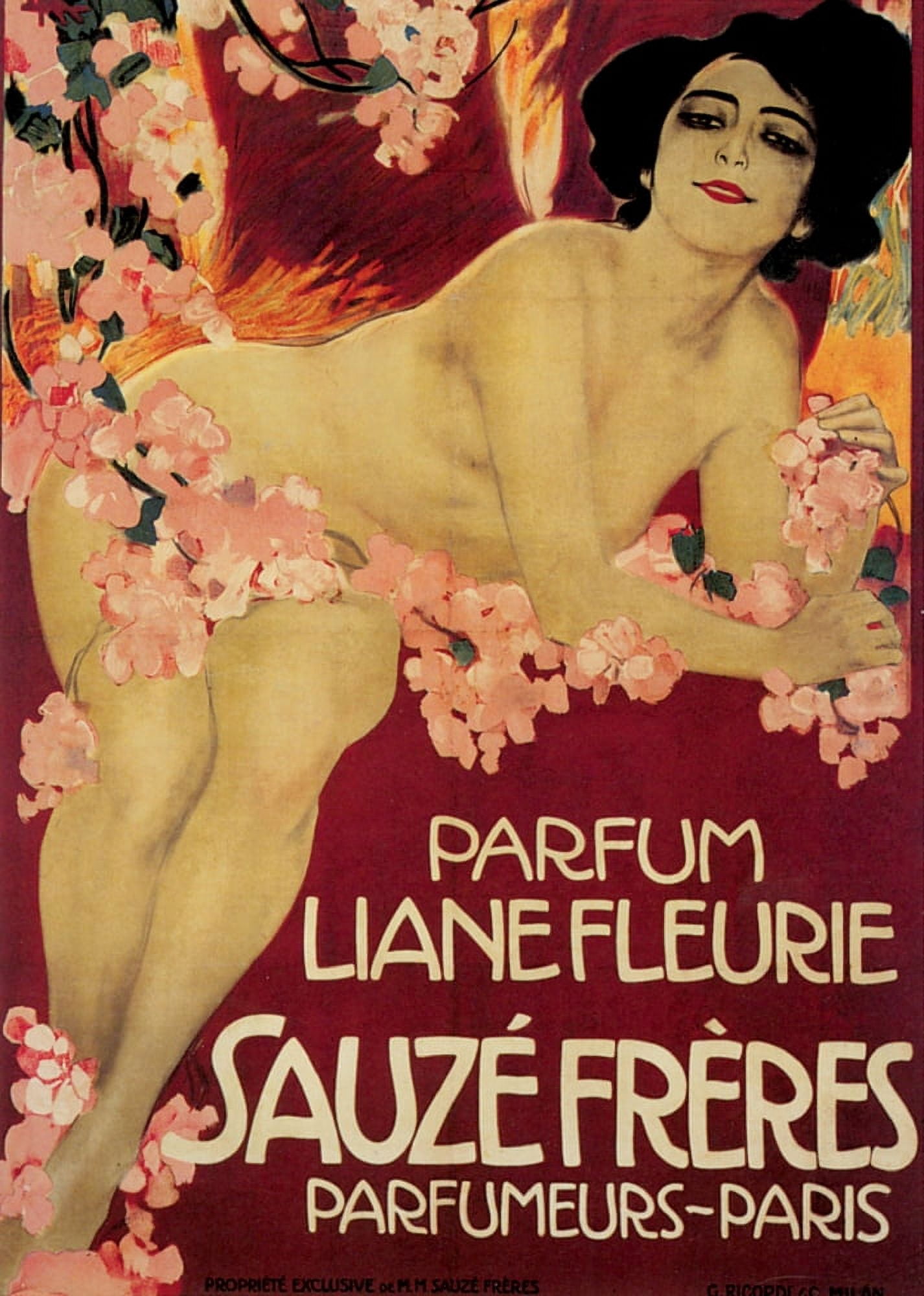 Poster Parfum Liane Fleurie Sauze FrÔøΩres Canvas Art - Leopoldo Metlicovitz (24 x 36)