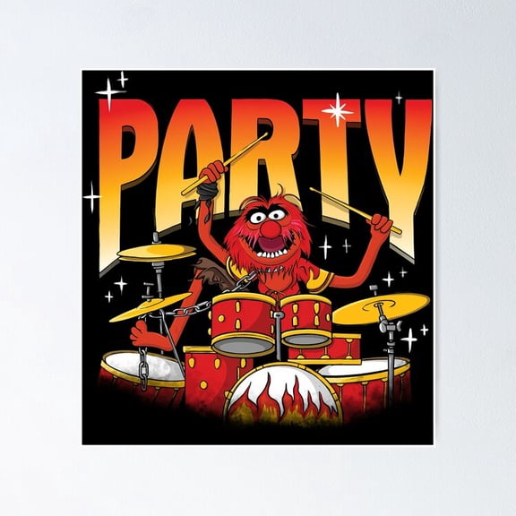 Poster Party Animal Muppets Show - No Framed, Vintage Wall Art, Trendy Retro Print, Positive Quote Poster, Room Decor, Wall Art, 24x36