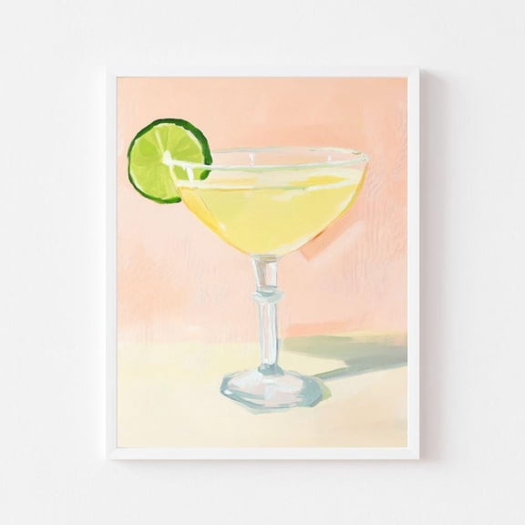 Poster Pastel Margarita With Lime Painting Colorful Cocktail Print Vintage Bar CWall Art Print Fun College Apartment Vintage Wall Art Hot Trend!