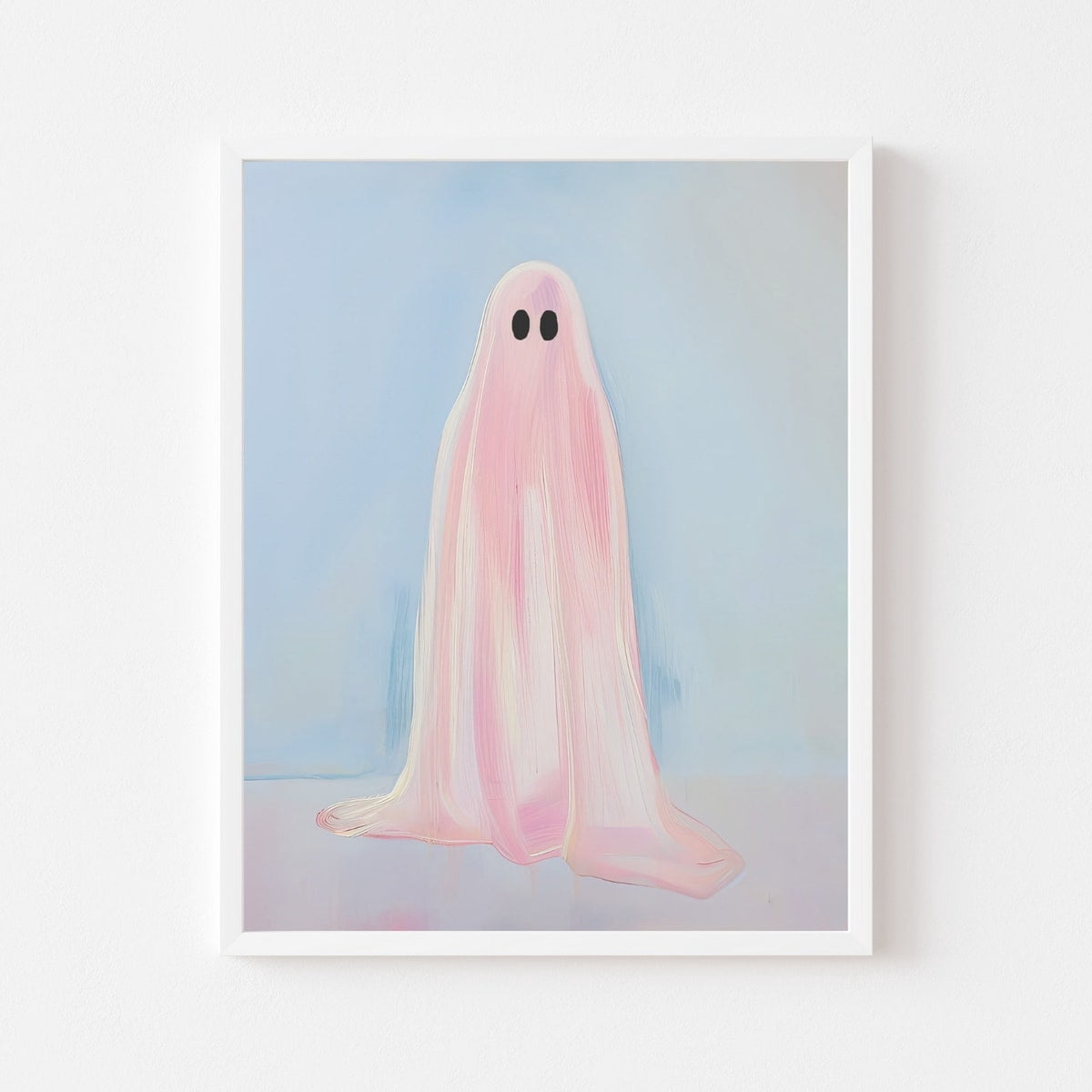 Poster Pastel Pink Ghost Painting | Girly Halloween Wall Art Print